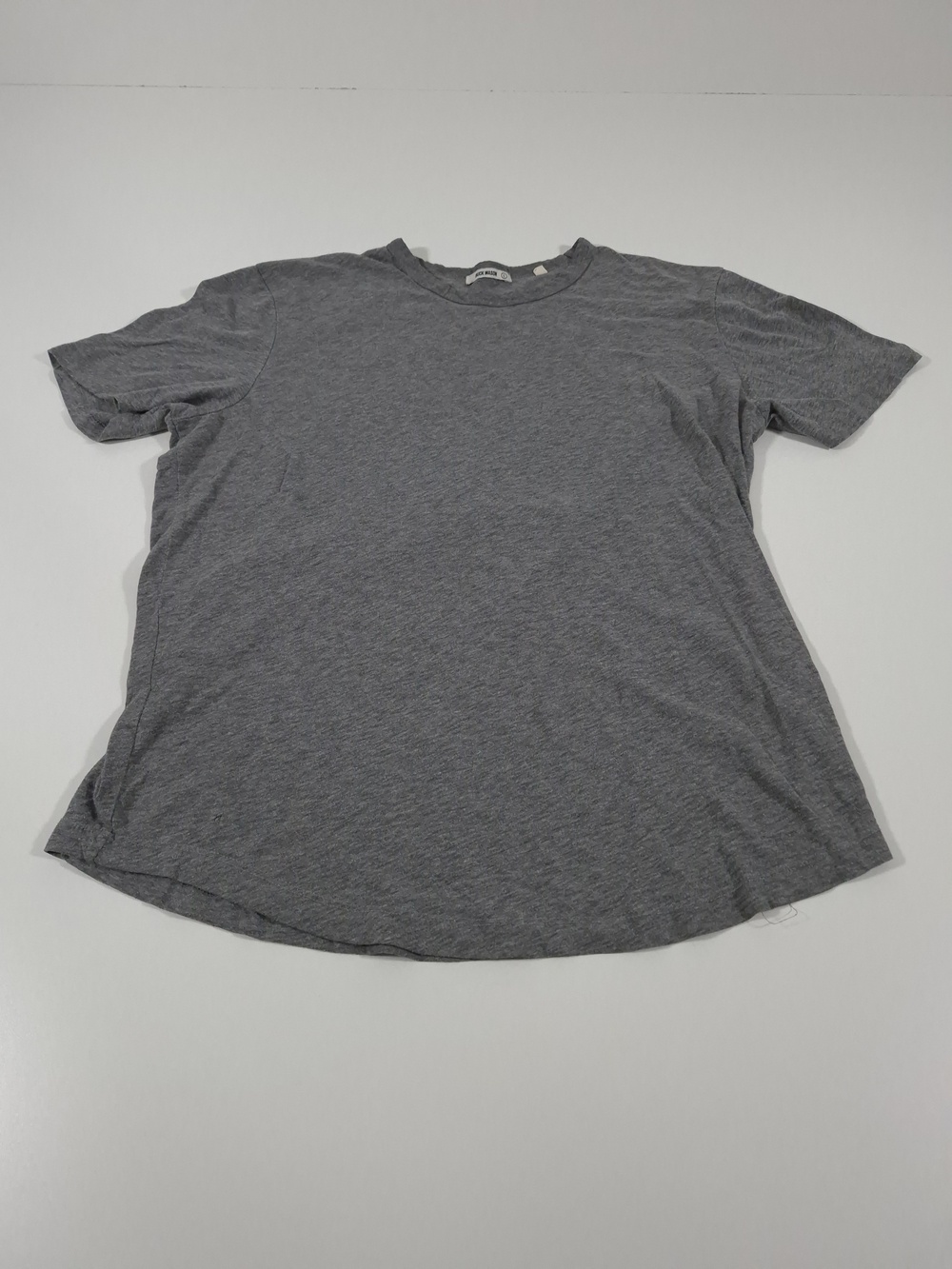Buck Mason Shirt Mens Large Gray Crewneck Jersey Slub Tee Curved Hem Made USA